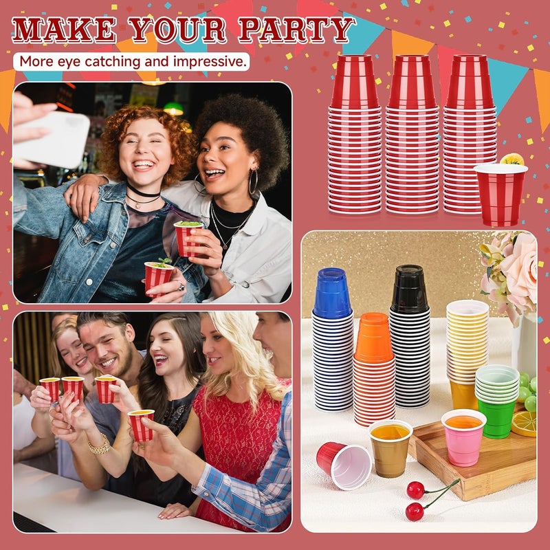Pineburg 100 Pack 2oz Valentine's Day Plastic Shot Cups, Red Plastic Shot Glasses, Mini Disposable Cups for Parties Carnival Birthday Weddings Party Supplies(Red) - Image 5